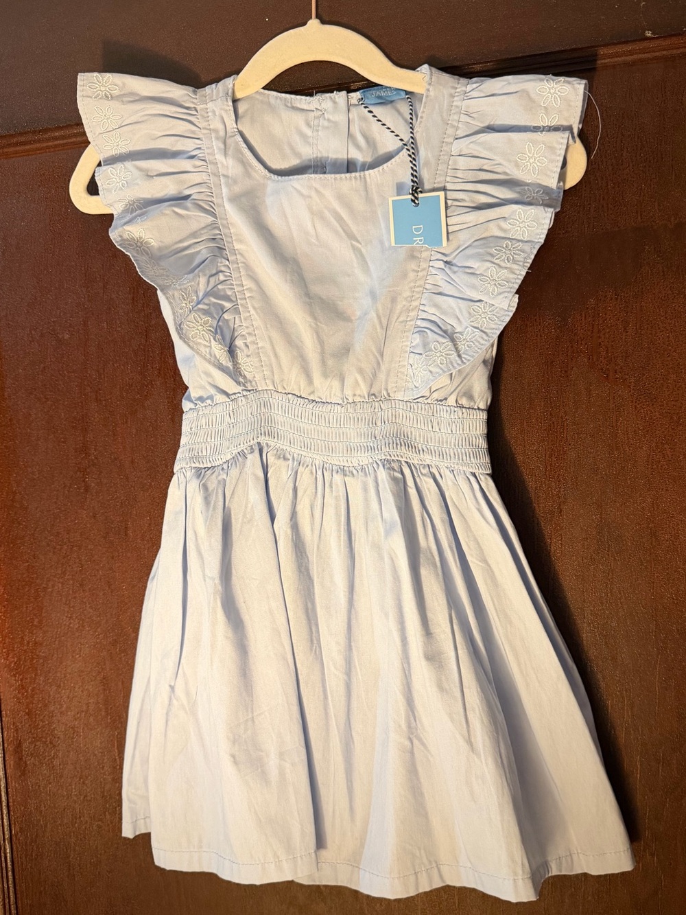 Draper James Light Blue Ruffle Sleeve Smocked Waist Dress